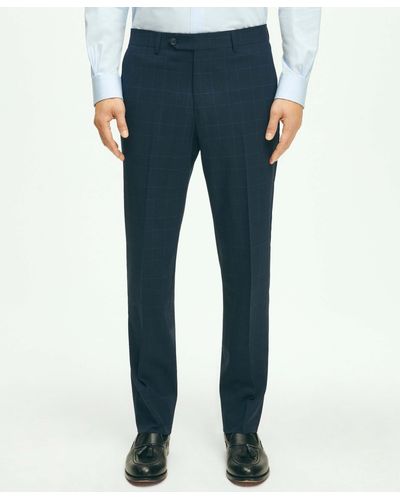 Brooks Brothers Explorer Collection Classic Fit Wool Checked Suit Pants - Blue