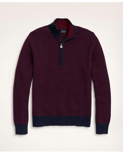 Brooks Brothers Wool Nordic Half-zip Sweater - Purple