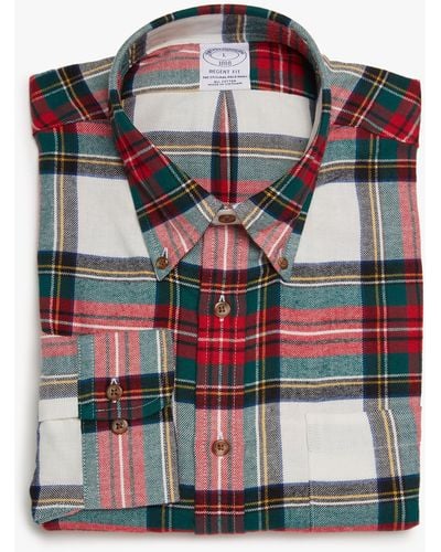 Brooks Brothers Regent Regular Fit Freizeithemd, Flanell, Button-down-kragen - Mehrfarbig