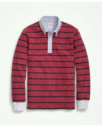 Brooks Brothers Cotton Stripe Rugby Shirt - Red