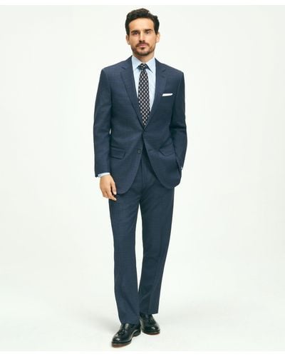 Brooks Brothers Traditional Fit Wool Checked 1818 Suit - Blue