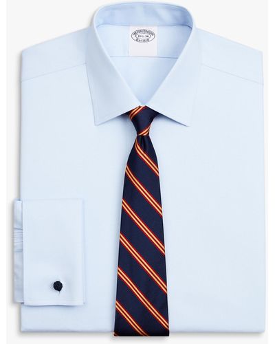 Brooks Brothers Light Blue Slim Fit Non-iron Stretch Cotton Dress Shirt With Ainsley Collar - Azul