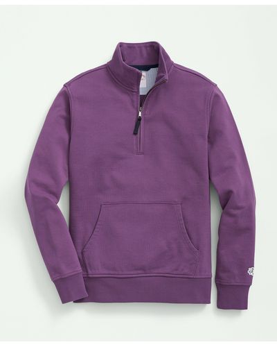 Brooks Brothers Cotton French Terry Half-zip Sweatshirt - Purple