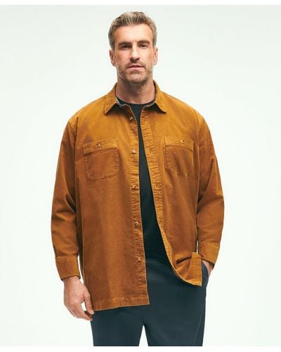 Brooks Brothers Big & Tall Stretch Cotton Corduroy Shirt Jacket - Orange