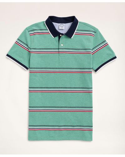 Brooks Brothers Slim-fit Stretch Cotton Striped Polo Shirt - Green