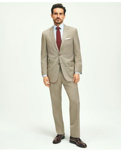 Brooks Brothers Traditional Fit Wool Pinstripe 1818 Suit - Natural