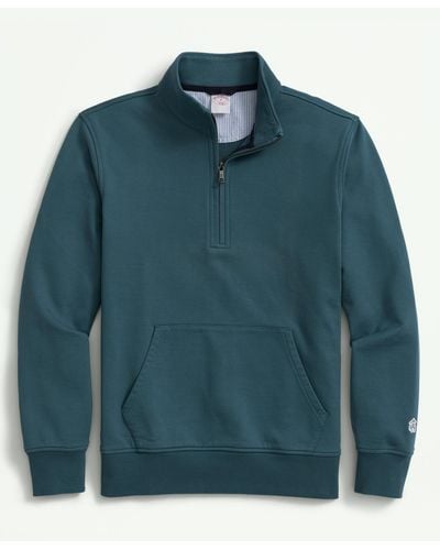 Brooks Brothers Cotton French Terry Half-zip Sweatshirt - Green