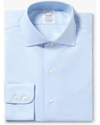 Brooks Brothers Pastellblaues Slim Fit Non-iron Hemd Aus Stretch-baumwolle Mit Kent-kragen