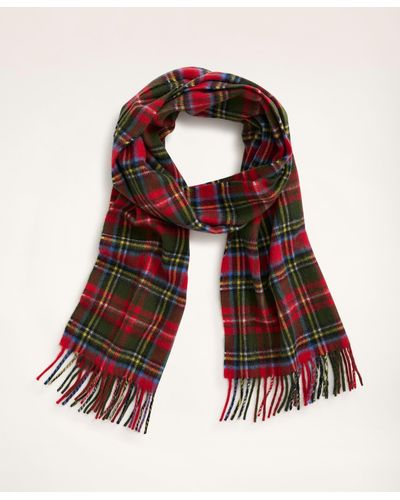 Brooks Brothers Lambswool Fringed Scarf - Red