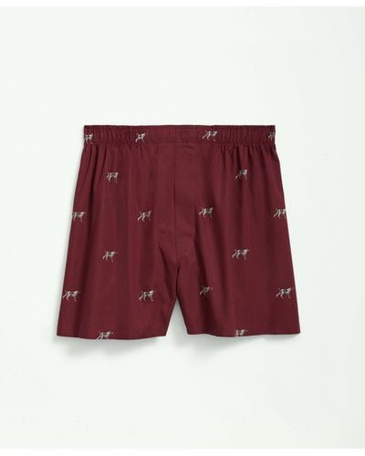 Brooks Brothers Cotton Poplin English Pointer Print Boxers - Red
