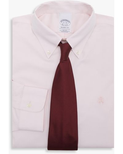 Brooks Brothers Camisa Rosa Pastel Regular Fit Non-iron De Algodón Con Cuello Button Down - Morado