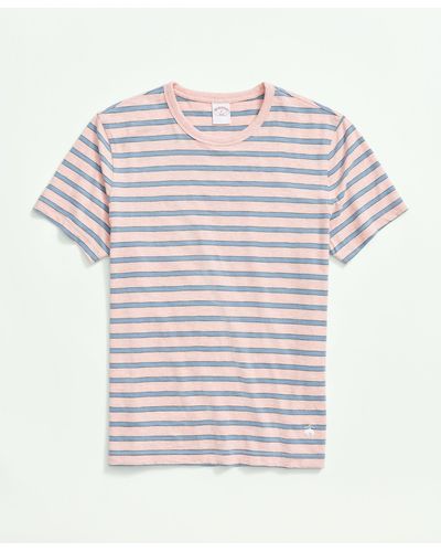 Brooks Brothers Washed Cotton Tie Stripe T-shirt - White