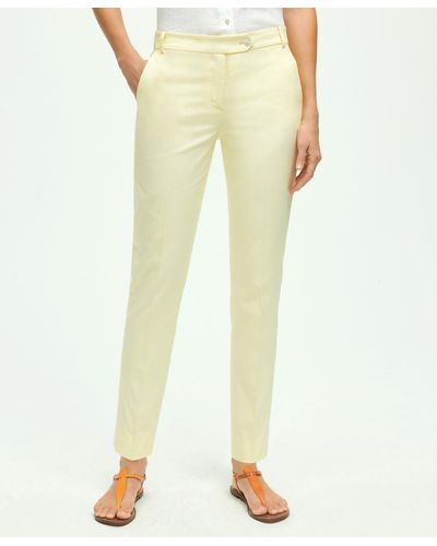 Brooks Brothers Stretch Cotton Pinpoint Oxford Cropped Pants - Yellow