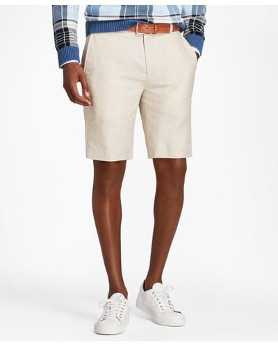 Brooks Brothers Linen And Cotton Bermuda Shorts - Natural