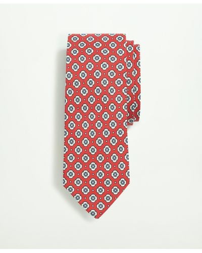 Brooks Brothers Silk Linen Jacquard Dot Tie - Red