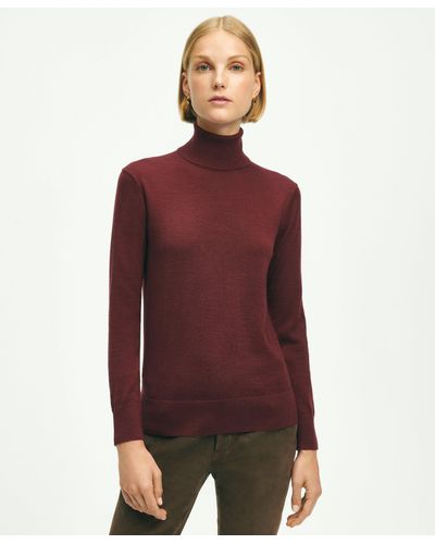 Brooks Brothers Merino Wool Turtleneck Sweater - Red