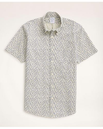 Brooks Brothers Regent Regular-fit Short-sleeve Sport Shirt, Floral Print - Natural