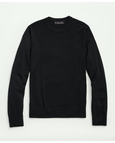 Brooks Brothers Fine Merino Wool Crewneck Sweater - Black