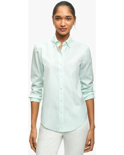 Brooks Brothers Camicia Regular Fit Non-iron In Cotone Stretch - Verde