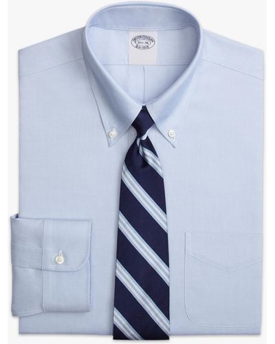 Brooks Brothers Camisa de vestir corte Regent regular de algodón Supima elástico non-iron button down pinpoint Oxford - Azul