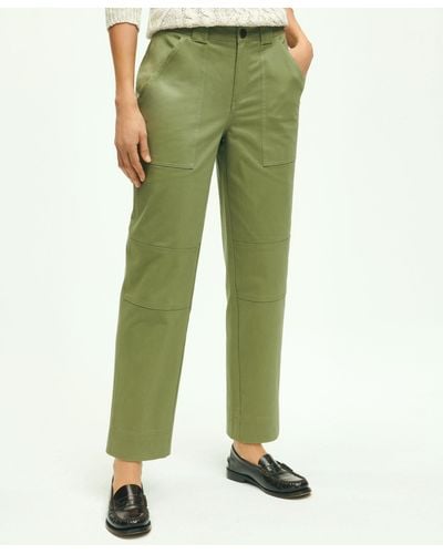 Brooks Brothers Stretch Cotton Relaxed Utility Pants - Green