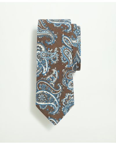 Brooks Brothers Linen Jacquard Paisley Pattern Tie - Blue