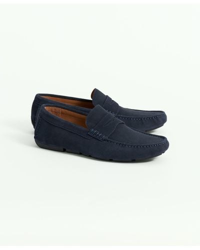 Brooks Brothers Jefferson Suede Driving Moccasins Shoes - Blue