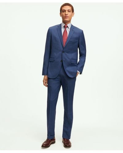 Brooks Brothers Slim Fit Wool Overcheck 1818 Suit - Blue