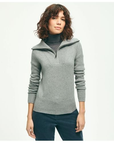 Brooks Brothers Wool Cashmere Half-zip Sweater - Gray