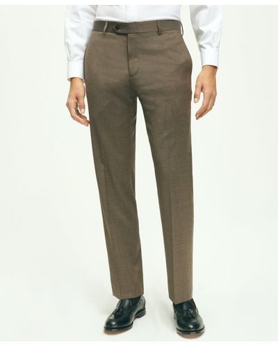 Brooks Brothers Traditional Fit Wool 1818 Dress Pants - Natural