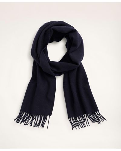 Brooks Brothers Cashmere Fringed Scarf - Blue