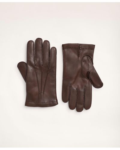 Brooks Brothers Lambskin Gloves With Cashmere Lining - Brown