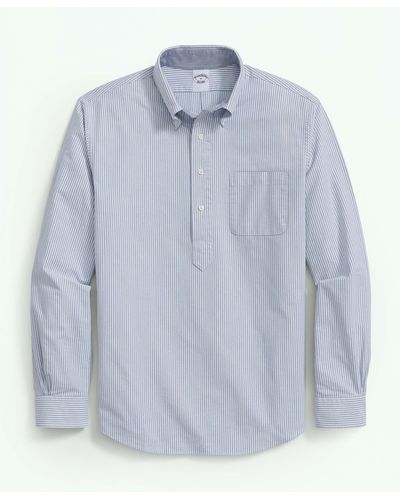 Brooks Brothers The New Friday Oxford Shirt, Striped Pop-over - Blue