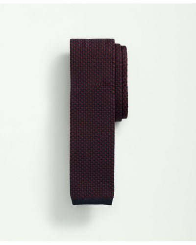 Brooks Brothers Silk Knit Bird's-eye Print Tie - Purple