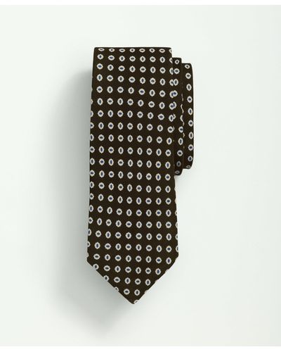 Brooks Brothers Linen Silk Alternating Mini Flower Tie - Black