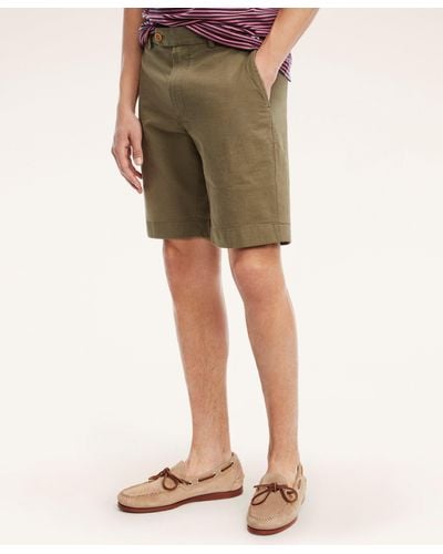 Brooks Brothers Stretch Cotton Linen Shorts - Green