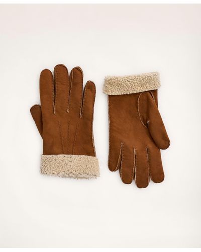 Brooks Brothers Nubuck Shearling Gloves - Brown