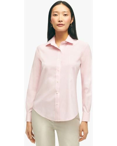 Brooks Brothers Camisa De Vestir De Algodón Supima Elástico Non-iron Corte Clásico - Rosa