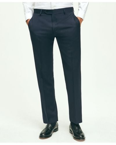 Brooks Brothers Traditional Fit Wool 1818 Dress Pants - Blue