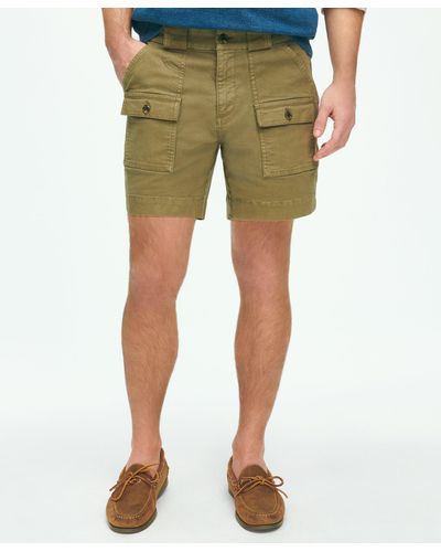 Brooks Brothers 6.5" Cotton Canvas Camp Shorts - Green
