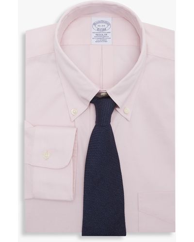 Brooks Brothers Camisa de vestir corte Regent regular de algodón Supima elástico non-iron button down pinpoint Oxford - Rosa