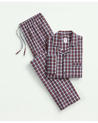 Brooks Brothers Cotton Broadcloth Tartan Pajamas - White