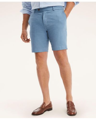 Brooks Brothers Big & Tall 9" Stretch Washed Canvas Shorts - Blue