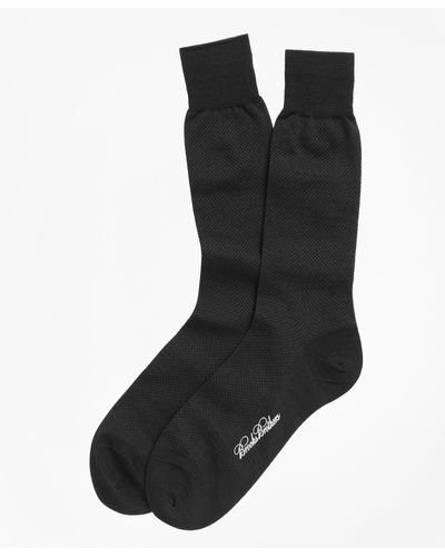 Brooks Brothers Merino Wool Mini Dot Crew Socks - Black