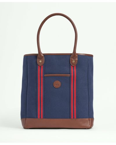 Brooks Brothers Cotton Canvas Tote Bag - Blue
