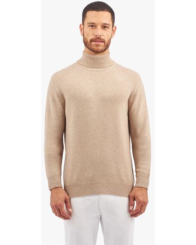 Brooks Brothers Camel Colored Wool Cashmere Blend Turtleneck Sweater - Neutro