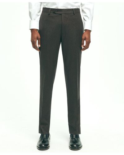 Brooks Brothers Slim Fit Wool Flannel Dress Pants - Gray