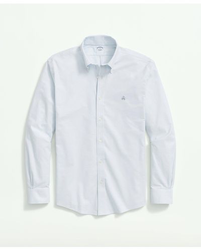 Brooks Brothers Stretch Non-iron Oxford Button-down Collar Sport Shirt - Blue