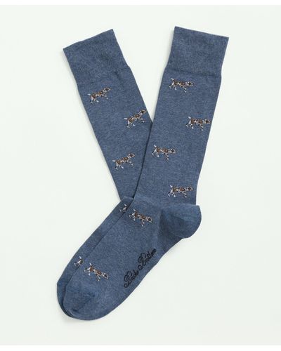 Brooks Brothers Cotton Blend Pointer Hound Socks - Blue