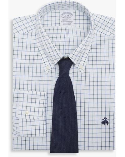 Brooks Brothers Grünes Regular-fit Non-iron Hemd Aus Baumwollstretch Mit Button-down-kragen - Weiß